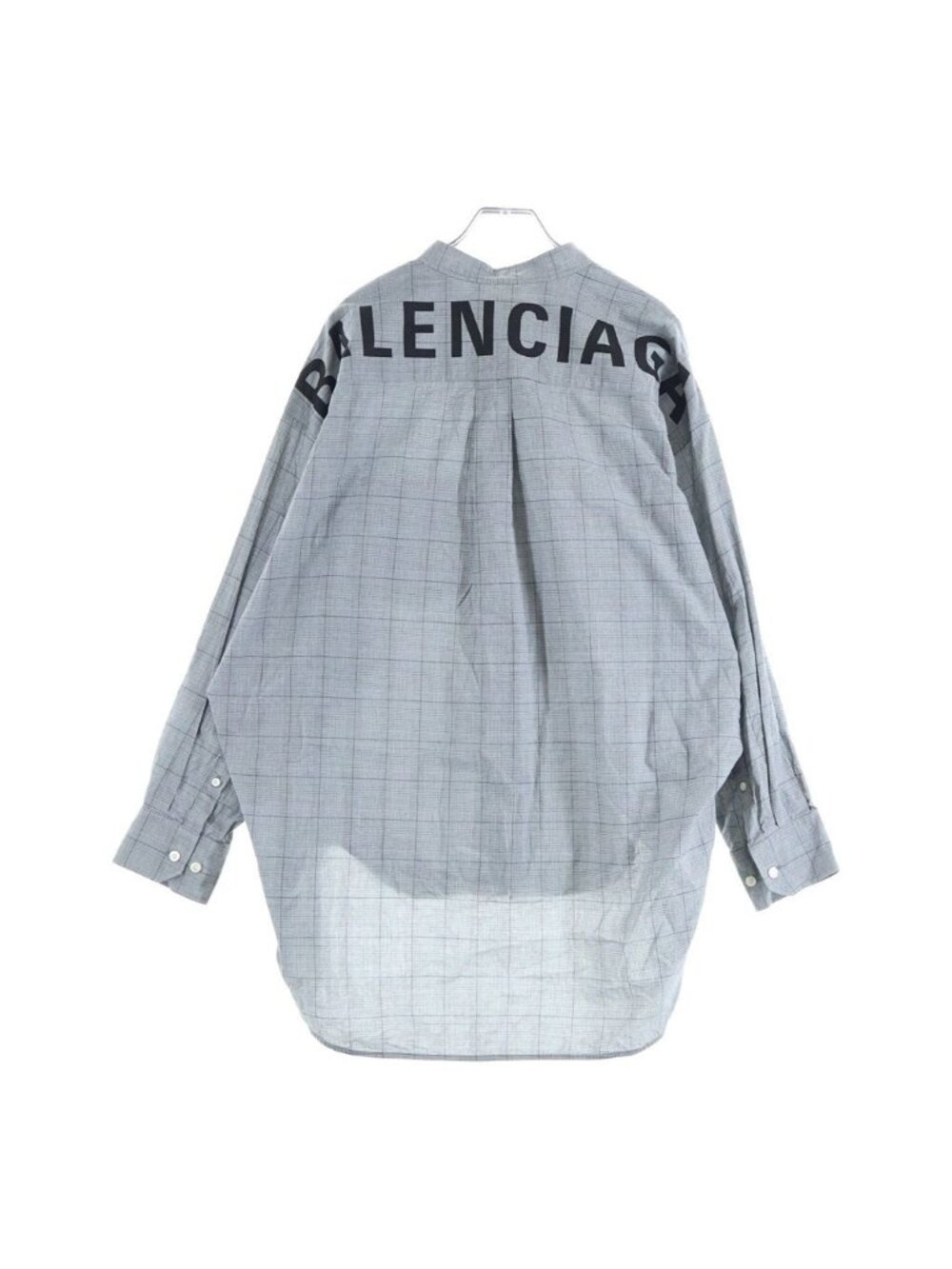 Balenciaga Glen Check All Over Print Back Logo Ribbon Tie New Swing Long Sleeve